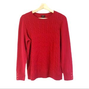 NWT Talbots Petite Cable Knit Pullover Sweater Long Sleeves Red Sz 1X